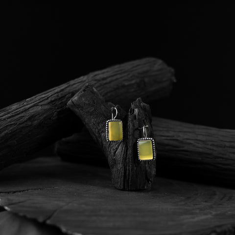 Yellow Saanjh Bela Square Shape Oxidised Drop Earrings