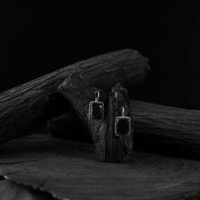 Green Saanjh Bela Square Shape Oxidised Drop Earrings