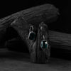 Saanjh Bela Green Stone Oxidised Drop Earrings
