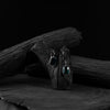 Saanjh Bela Green Stone Oxidised Drop Earrings