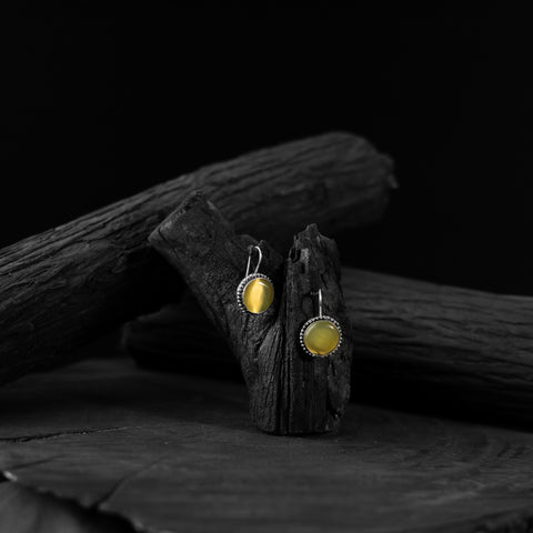 Saanjh Bela Yellow Stone Oxidised Drop Earrings