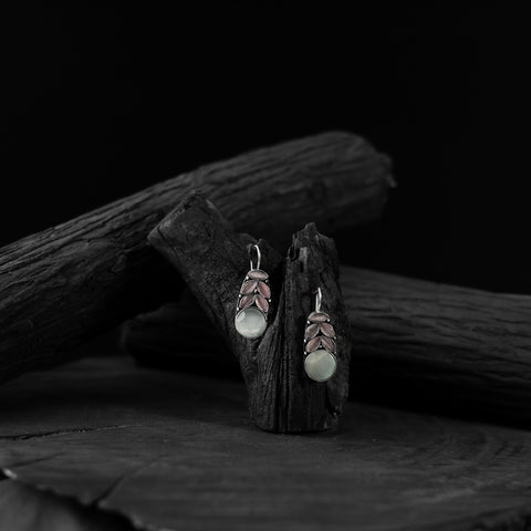 Saanjh Bela Pink Leaf Oxidised Drop Earrings