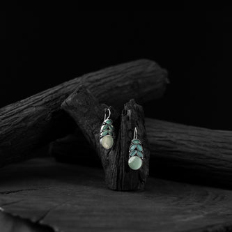 Saanjh Bela Mint Green Leaf Oxidised Drop Earrings