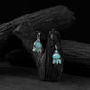 Saanjh Bela Turquoise Blue Leaf Oxidised Drop Earrings