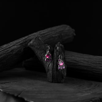 Saanjh Bela Purple Leaf Oxidised Drop Earrings