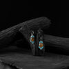Saanjh Bela Brown & Blue Leaf Oxidised Drop Earrings