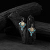 Saanjh Bela Beige & Blue Leaf Oxidised Drop Earrings