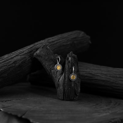 Saanjh Bela Yellow Sun Oxidised Drop Earrings