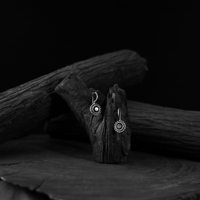 Saanjh Bela Black Sun Oxidised Drop Earrings