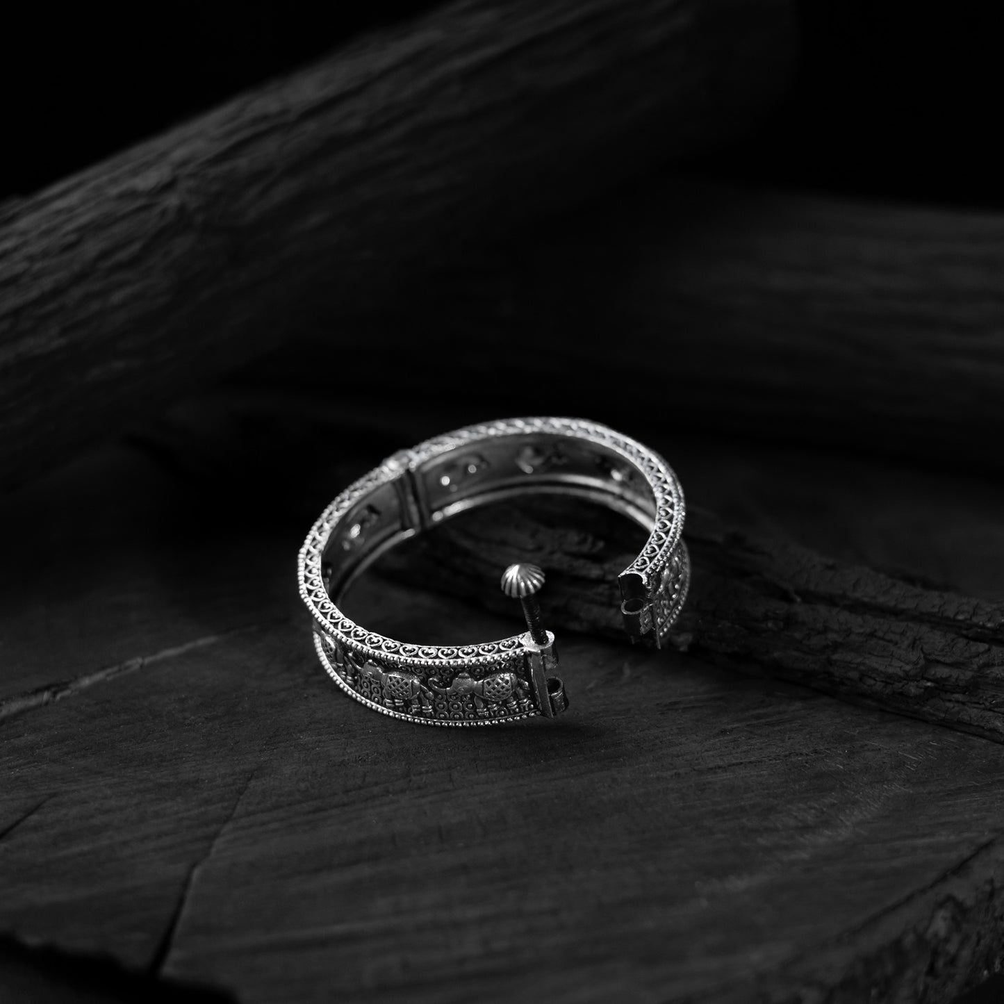 Elephant Saanjh Bela Oxidised Bangle