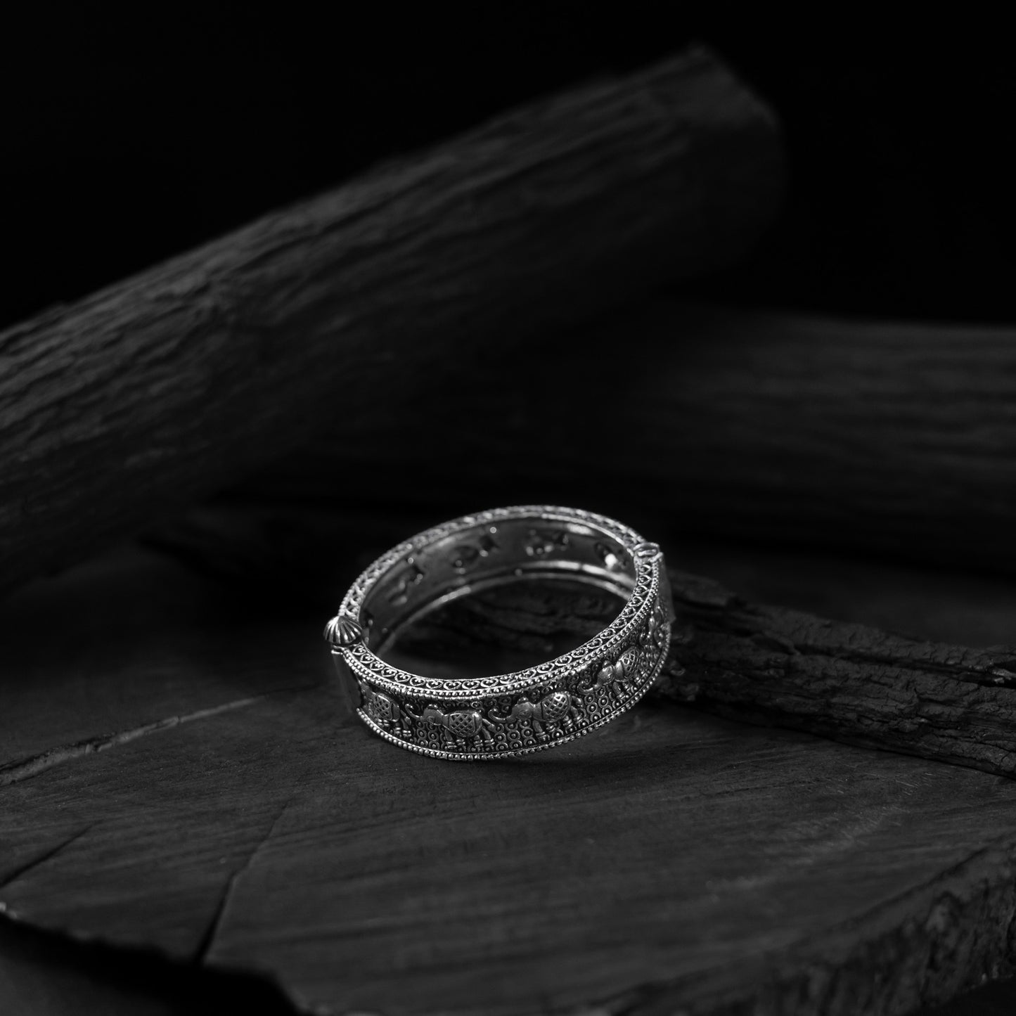 Elephant Saanjh Bela Oxidised Bangle