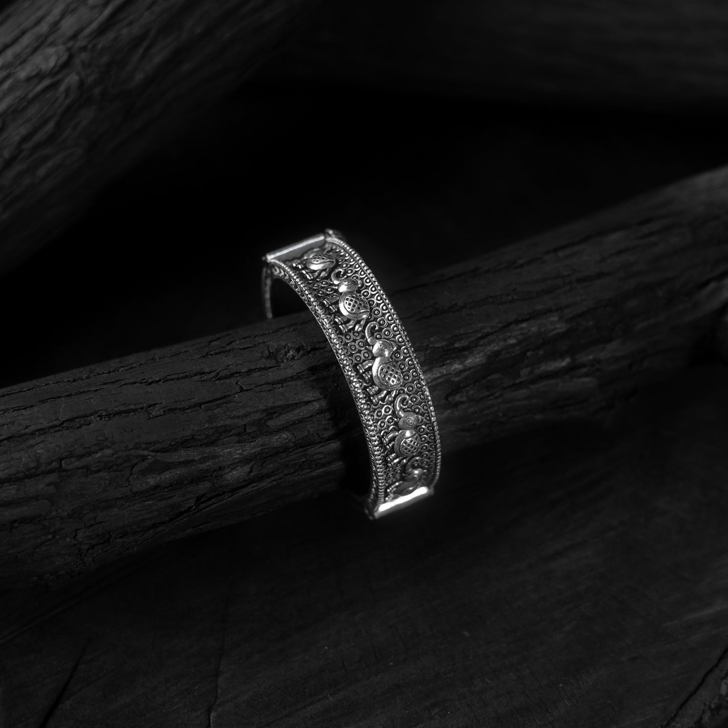 Elephant Saanjh Bela Oxidised Bangle