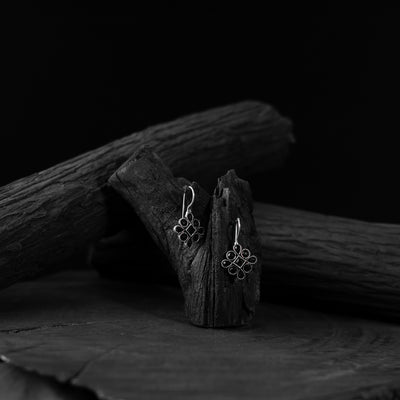 Saanjh Bela Black Flower Oxidised Drop Earrings