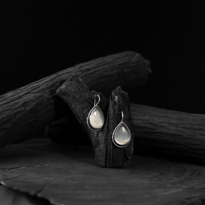 Light Grey Stone Saanjh Bela Oxidised Drop Earrings