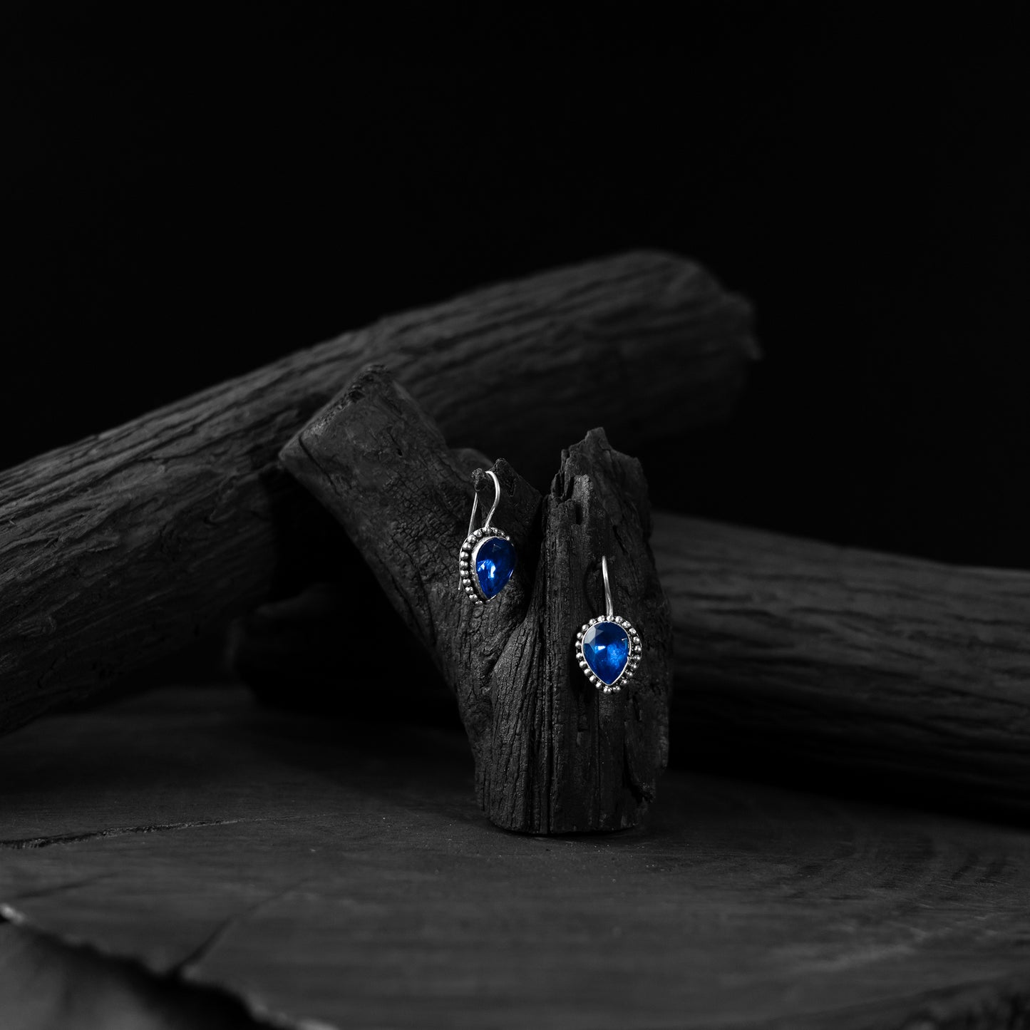 Blue Stone Saanjh Bela Oxidised Drop Earrings