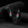 Red & Green Leaf Saanjh Bela Oxidised Drop Earrings