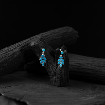 Blue Leaf Saanjh Bela Oxidised Drop Earrings