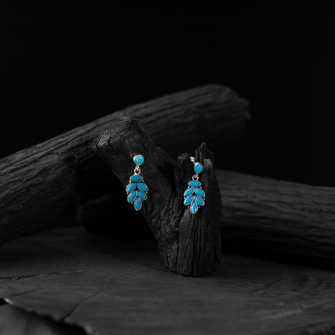 Blue Leaf Saanjh Bela Oxidised Drop Earrings