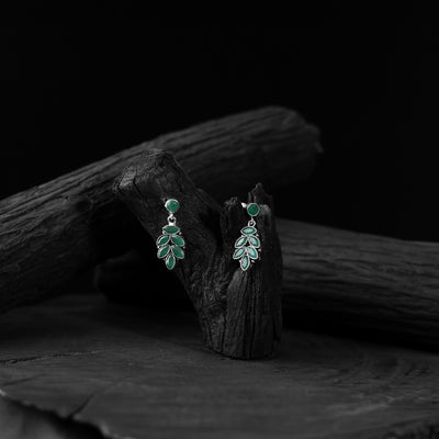 Green Leaf Saanjh Bela Oxidised Drop Earrings