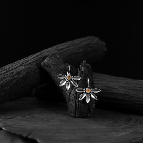 Yellow Saanjh Bela Flower Oxidised Drop Earrings