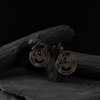Saanjh Bela Golden Lotus Oxidised Earrings