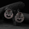 Saanjh Bela Maroon Lotus Oxidised Earrings