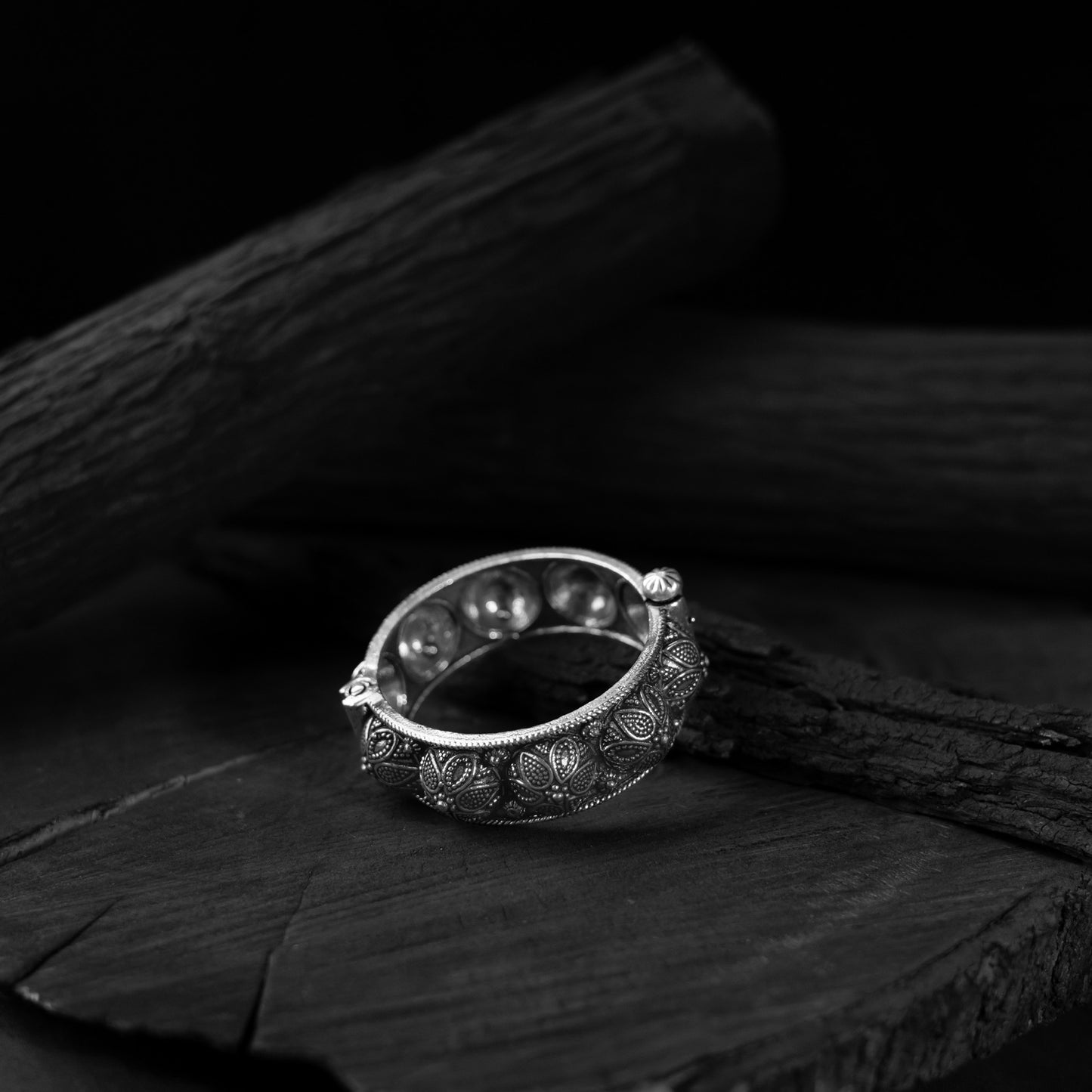 Saanjh Bela Lotus Oxidised Bangle