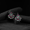 Green & Pink Stone Saanjh Bela Oxidised Earrings