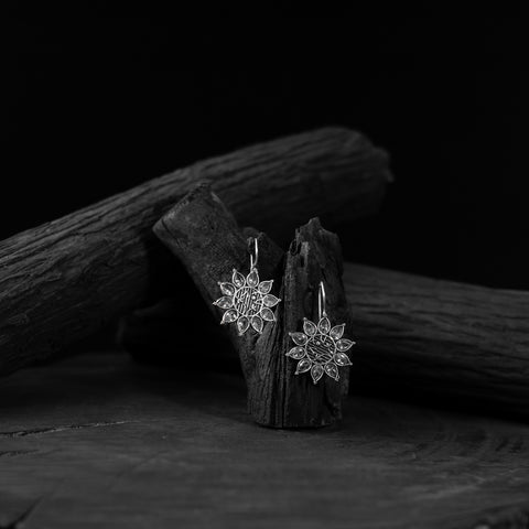 Saanjh Bela Flower Oxidised Drop Earrings