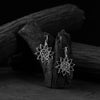 Black Saanjh Bela Flower Oxidised Drop Earrings