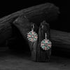 Pink & Green Flower Saanjh Bela Oxidised Drop Earrings