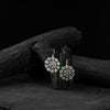 Saanjh Bela Pink & Green Flower Oxidised Drop Earrings