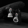 Saanjh Bela Green & Red Elephant Oxidised Jhumka Earrings