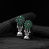 Green Saanjh Bela Blossom Oxidised Jhumka Earrings