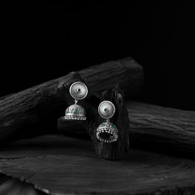 Saanjh Bela Sun Oxidised Jhumka Earrings