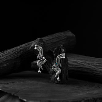 Saanjh Bela Peacock & Leaves Oxidised Earrings