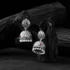 Saanjh Bela Blossom & Peacock Oxidised Jhumka Earrings