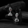 Saanjh Bela Green & Red Oxidised Jhumka Earrings