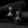 Saanjh Bela Red & Green Dome Oxidised Jhumka Earrings