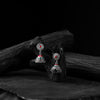 Saanjh Bela Red & Green Dome Oxidised Jhumka Earrings