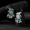 Saanjh Bela Sky Blue Horse Motif Oxidised Earrings