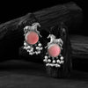 Saanjh Bela Pink Horse Motif Oxidised Earrings