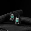 Saanjh Bela Mint Green Horse Motif Oxidised Earrings