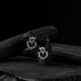 Elephant Saanjh Bela Oxidised Earrings