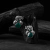 Saanjh Bela Green Elephant & Leaves Oxidised Earrings