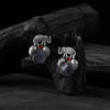Saanjh Bela Grey Elephant & Leaves Oxidised Earrings