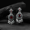 Saanjh Bela Green & Red Swan Oxidised Earrings