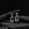 Saanjh Bela Green & Red Swan Oxidised Earrings