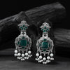 Saanjh Bela Green Swan Oxidised Earrings