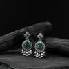 Saanjh Bela Green Swan Oxidised Earrings